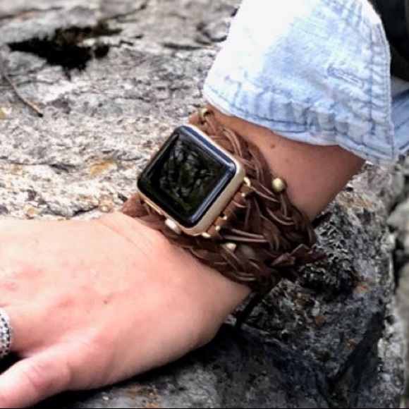 Walnut Braided Leather Womens Apple 